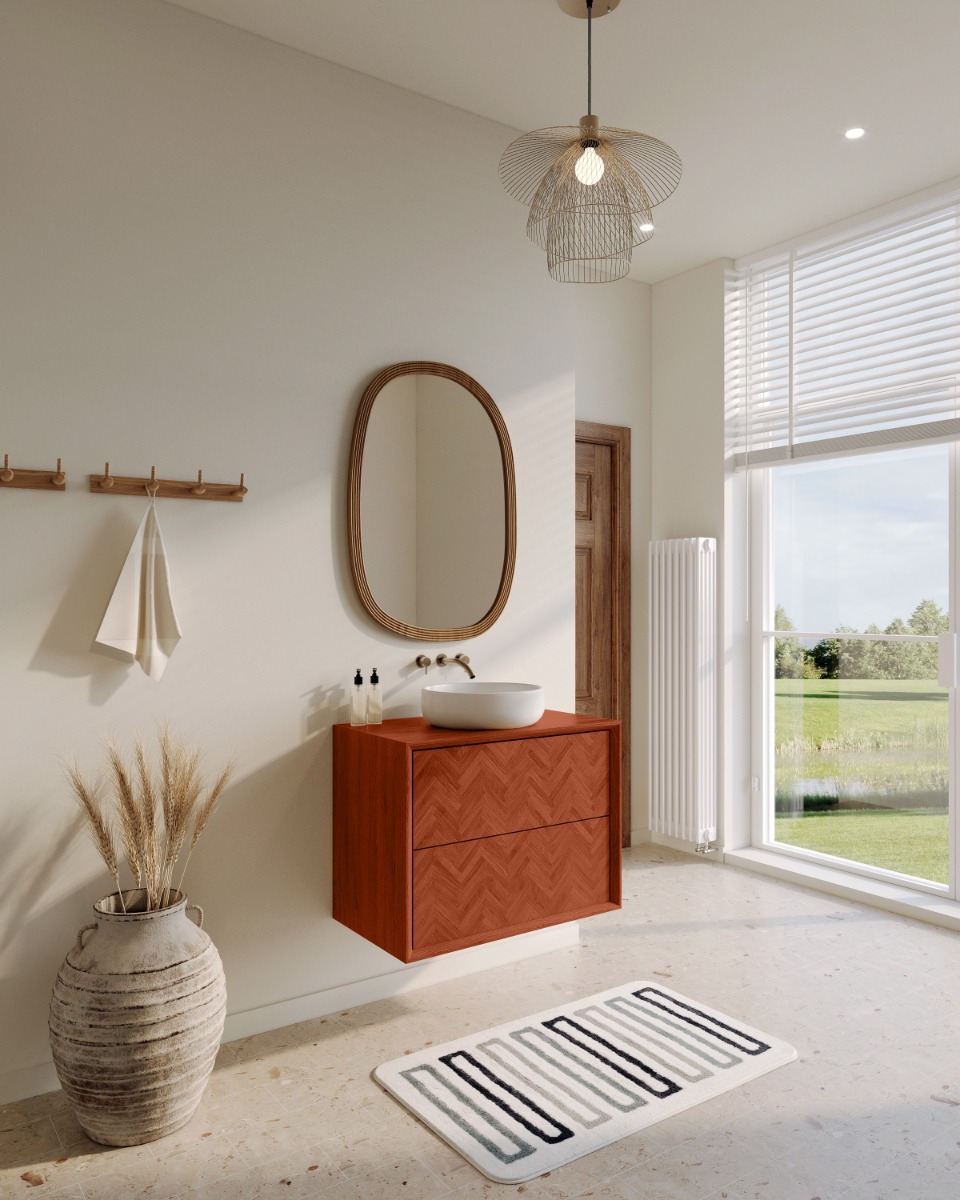 Eiken badkamermeubel zwevend met lade - Image 4